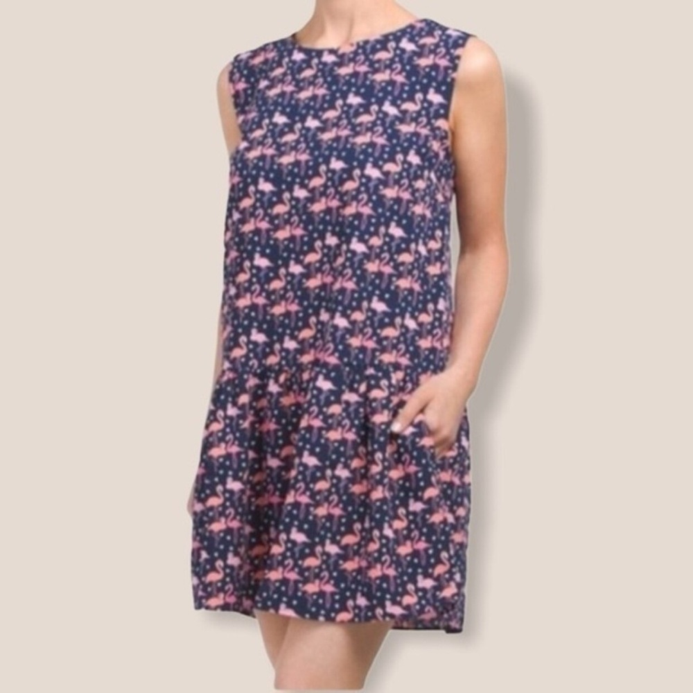 Cynthia Rowley Drop Waist Dress Flamingo with Pockets Size 6 - Picture 4 of 4